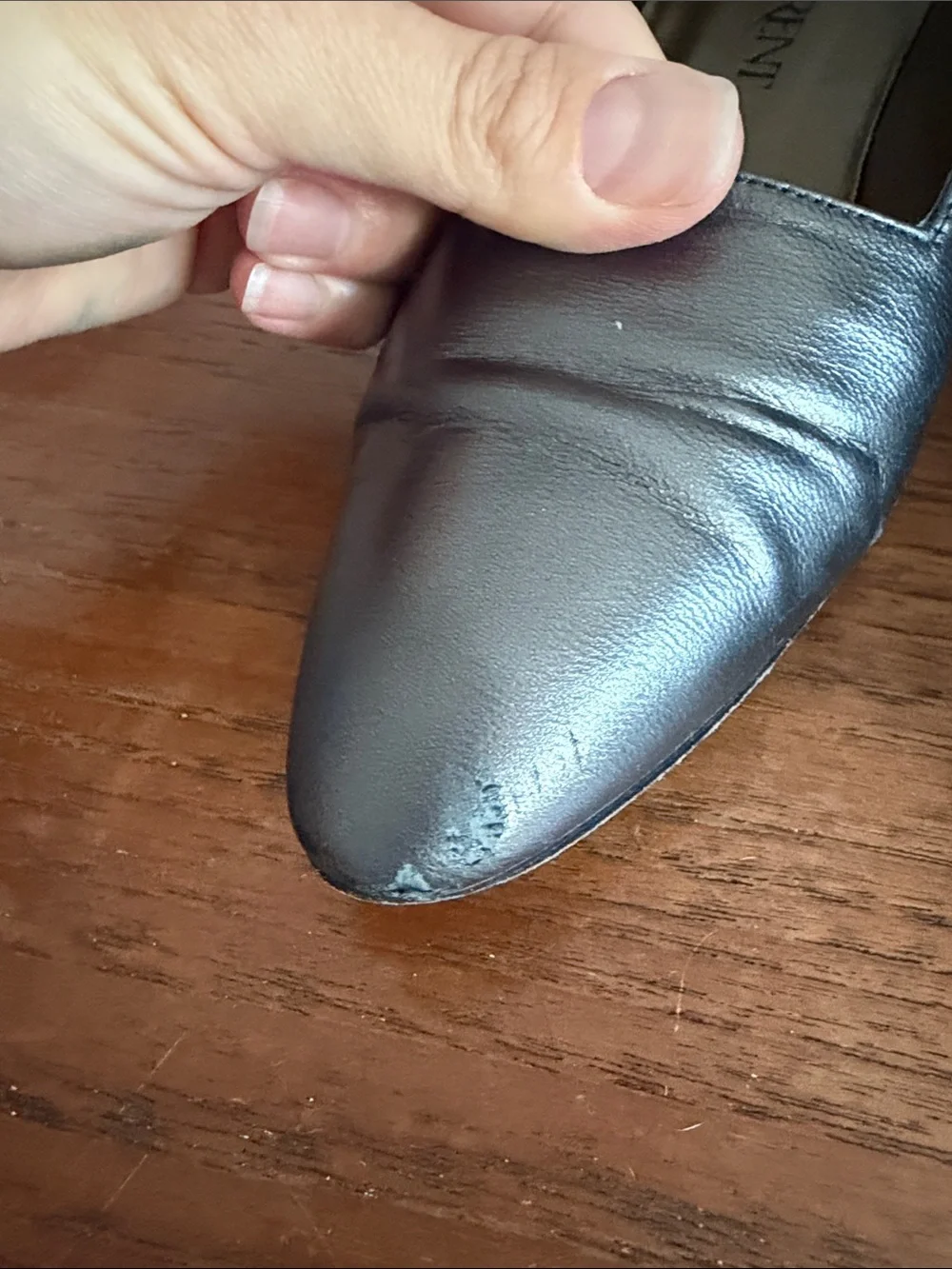 Yves Saint Laurent Metallic Gray Low Heel loafers